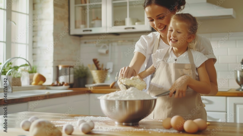 The mother and daughter baking The mother and daughter baking