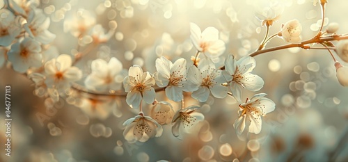Blurred Tree Branch with Flower Buds