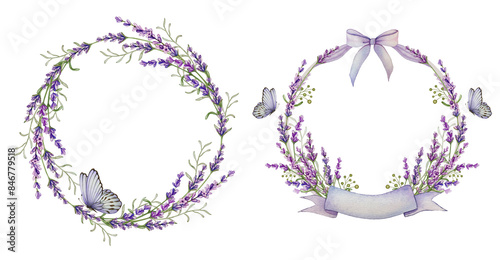 Watercolor Lavender Clipart illustrations set  