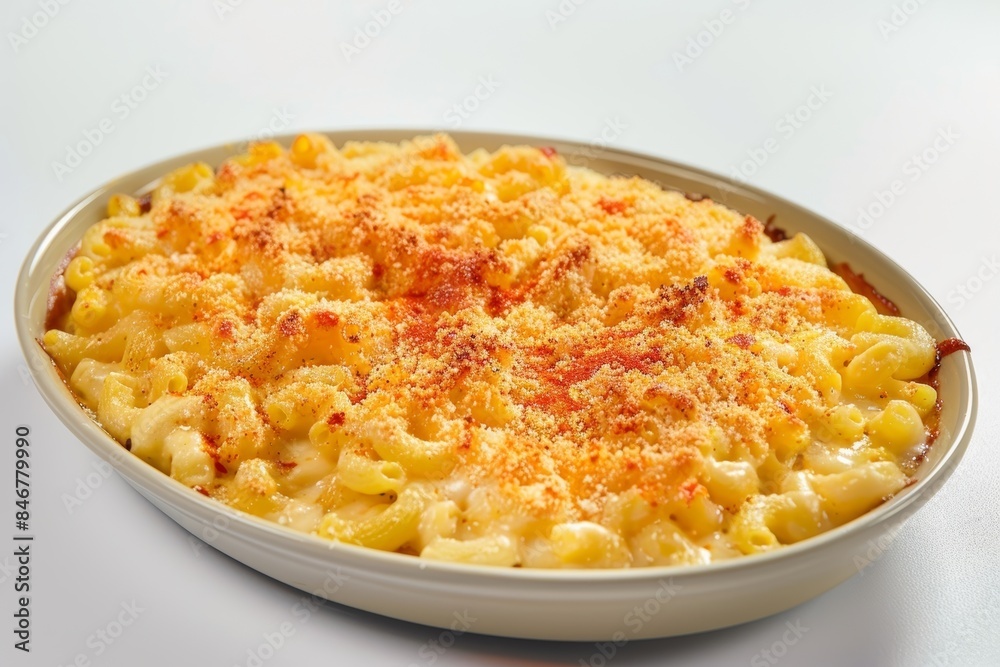 Bubbling Three-Cheese Macaroni and Cheese in an Elegant Oval Dish Bubbling Three-Cheese Macaroni and Cheese in an Elegant Oval Dish