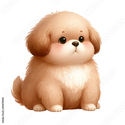Watercolor Fluffy and cute dog for use as a teaching and learning media for kids perfect for children nursery art.