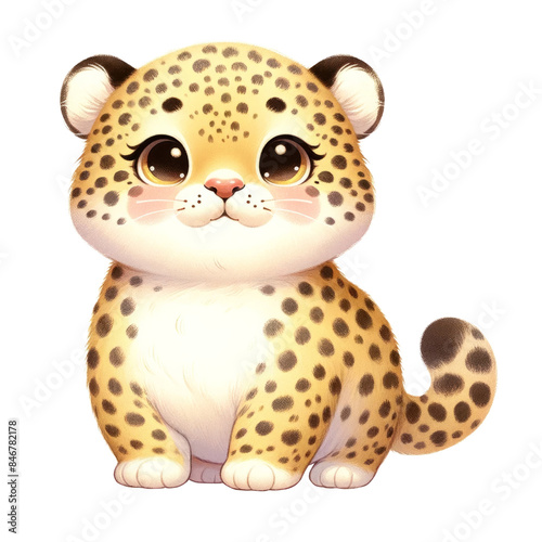 Watercolor Fluffy and cute leopard for use as a teaching and learning media for kids perfect for children nursery art.