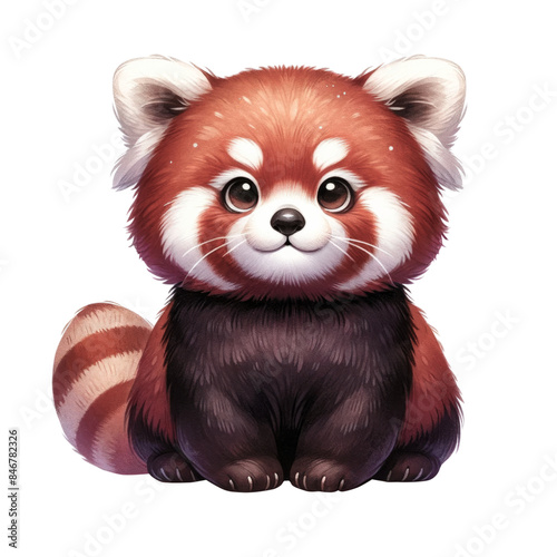 Watercolor Fluffy and cute red panda for use as a teaching and learning media for kids perfect for children nursery art.