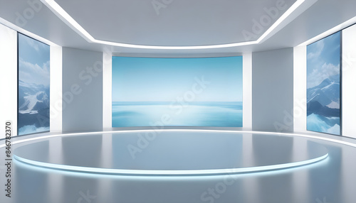 Television studio, virtual studio set. ideal for green screen compositing.