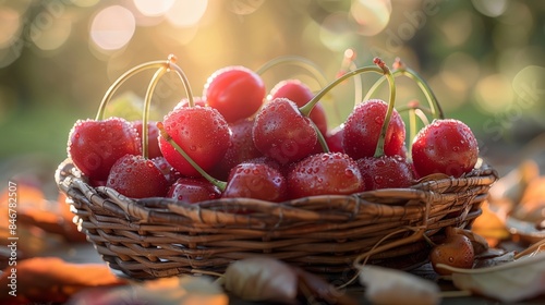 Freshly picked cherries