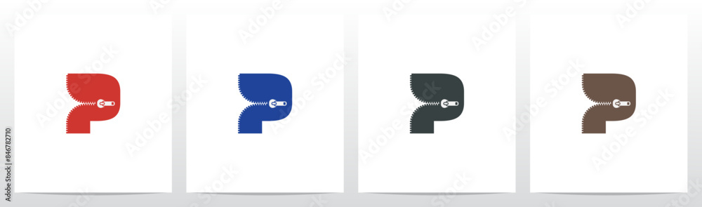 Zipper On Letter Initial Logo Design P Zipper On Letter Initial Logo Design P