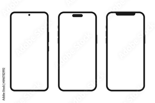 Smartphone silhouette mockup set