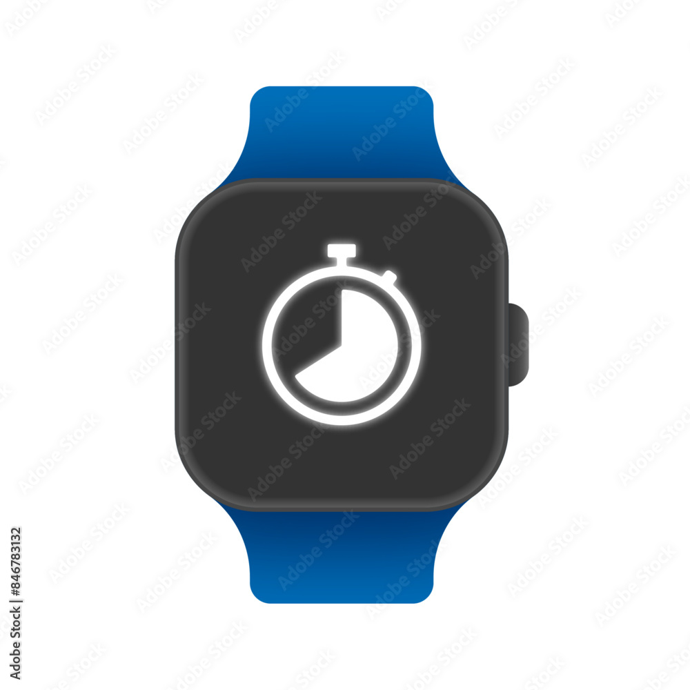 Stopwatch on screen smart watch isolated on white background Stopwatch on screen smart watch isolated on white background