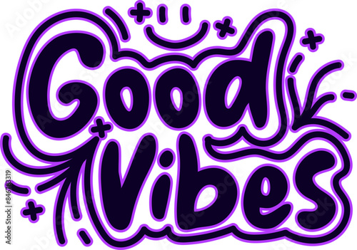 Good Vibes lettering design illustration . Vector illustration for T-shirt graphics, prints, posters, bags, stickers and other uses