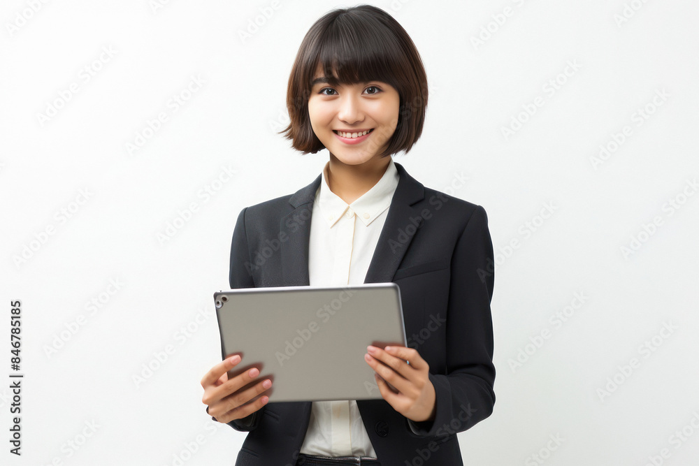 young beautiful businesswoman holding tablet young beautiful businesswoman holding tablet