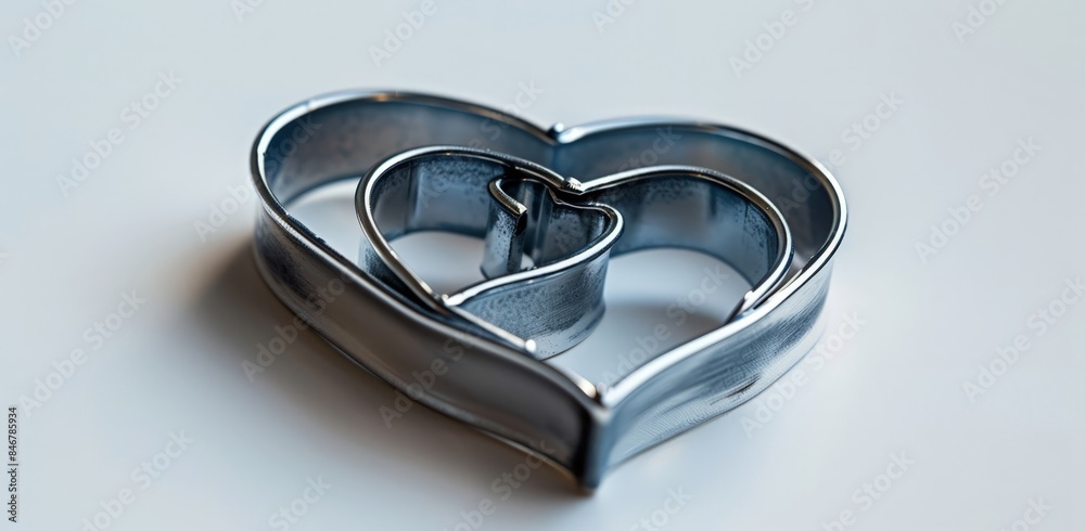 A silver heart-shaped lock and key set. A silver heart-shaped lock and key set.