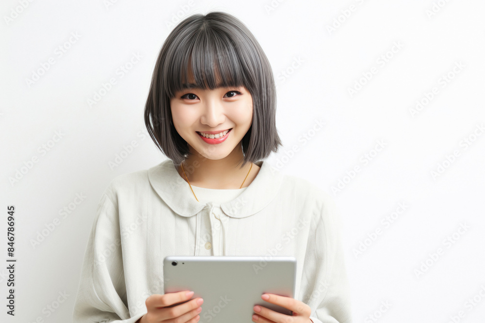 young beautiful businesswoman holding tablet young beautiful businesswoman holding tablet