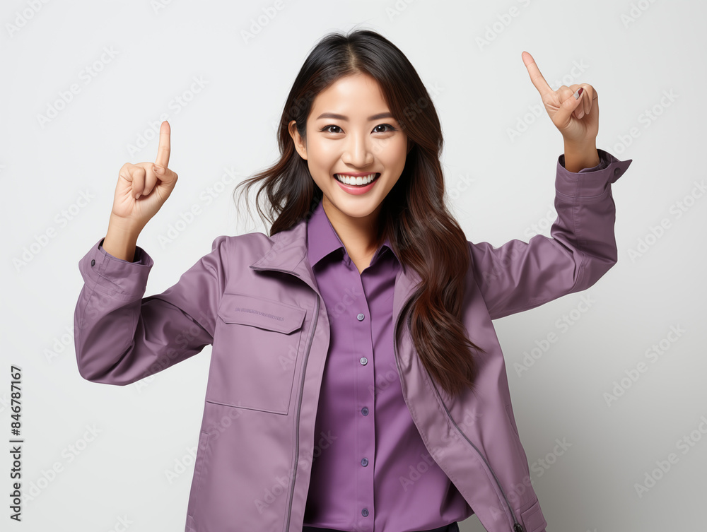 A Woman in Purple Outfit on Isolated Background A Woman in Purple Outfit on Isolated Background