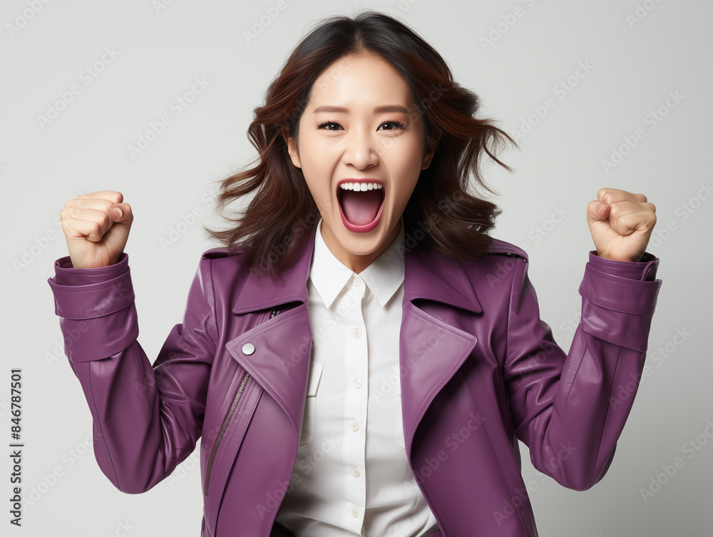 A Woman in Purple Outfit on Isolated Background A Woman in Purple Outfit on Isolated Background