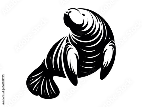 manatee silhouette vector illustration