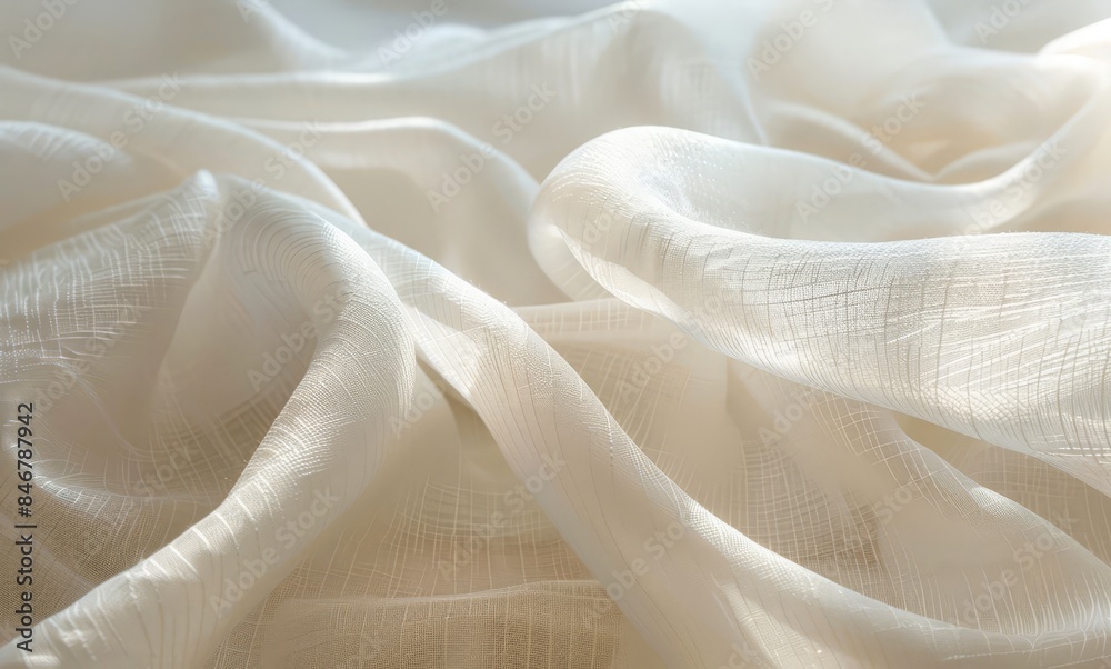 A blurry photo of a light colored fabric with wrinkles. A blurry photo of a light colored fabric with wrinkles.