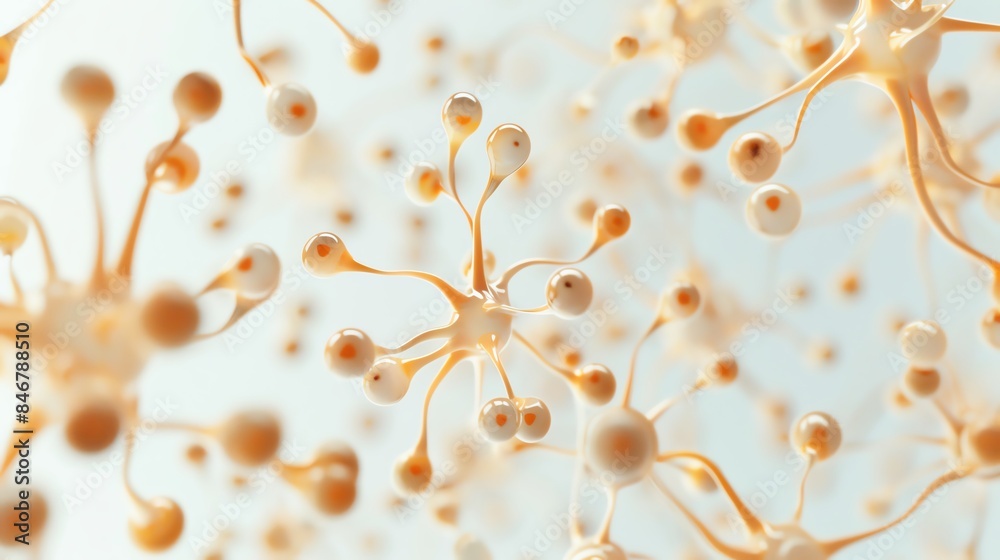 Abstract neural network with connected molecules on a light background, illustrating neuron communication and scientific concepts. Abstract neural network with connected molecules on a light background, illustrating neuron communication and scientific concepts.