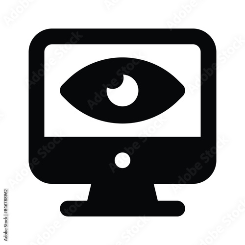 An eye inside the monitor screen showing concept icon of monitoring in trendy style