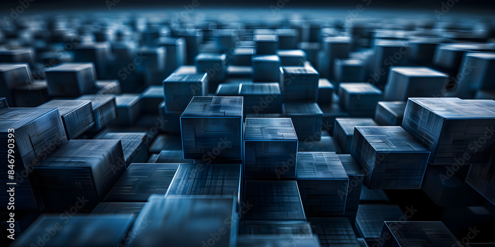 Fototapeta premium Abstract cubic digital background for graphics, data, AI, tech ....