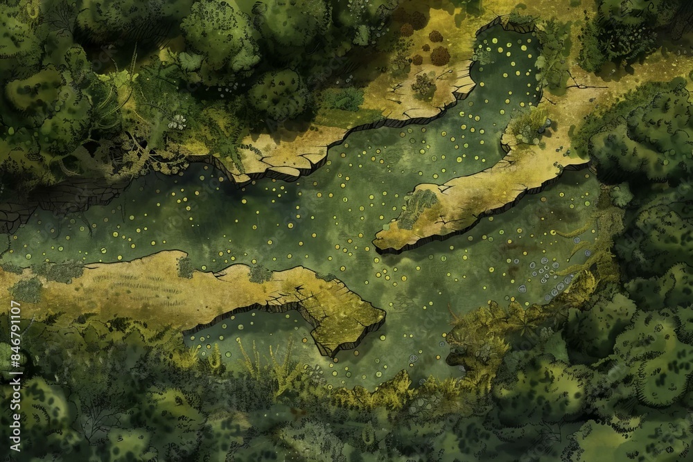 DnD Battlemap Toxic Swamp - Soldiers marching through a dark and dangerous marsh. DnD Battlemap Toxic Swamp - Soldiers marching through a dark and dangerous marsh.
