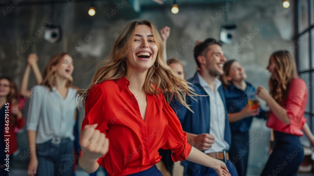 Fototapeta premium The office celebration dance