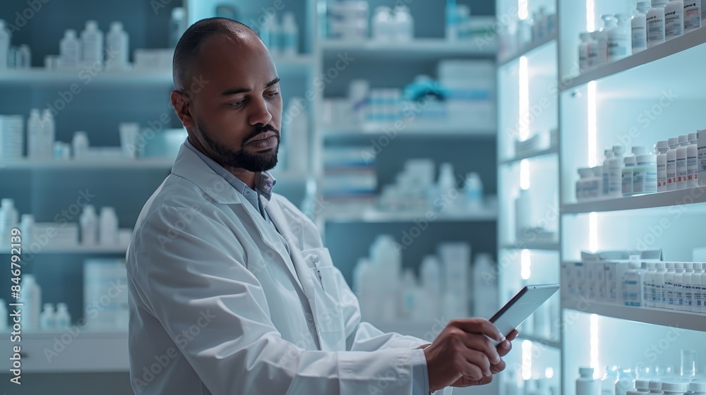 The Pharmacist Checking Inventory The Pharmacist Checking Inventory