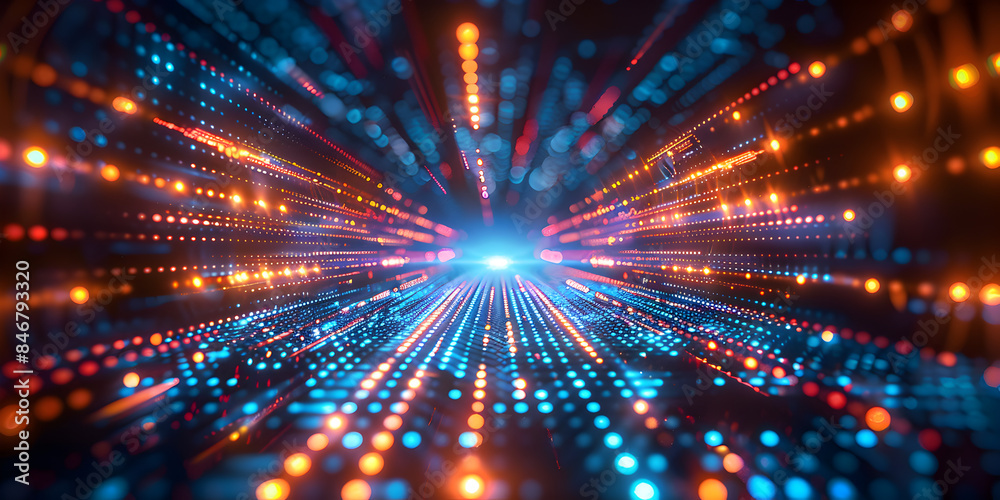 Fototapeta premium Abstract 3d digital background, lines, perspective, speed, for tech, data, audio, graphics