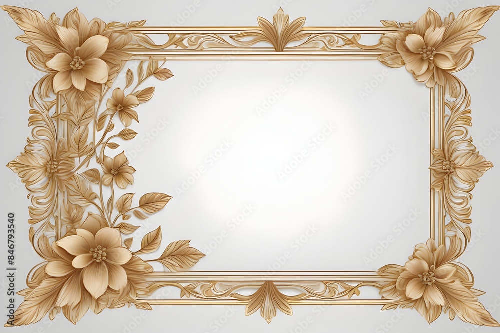 Luxury Gold Flower Border Frame Copy Space Area Luxury Gold Flower Border Frame Copy Space Area