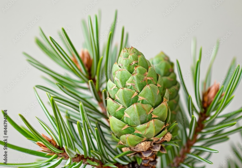 Green Pine Cones with Brown Bottom: A Natural Photo Series Green Pine Cones with Brown Bottom: A Natural Photo Series