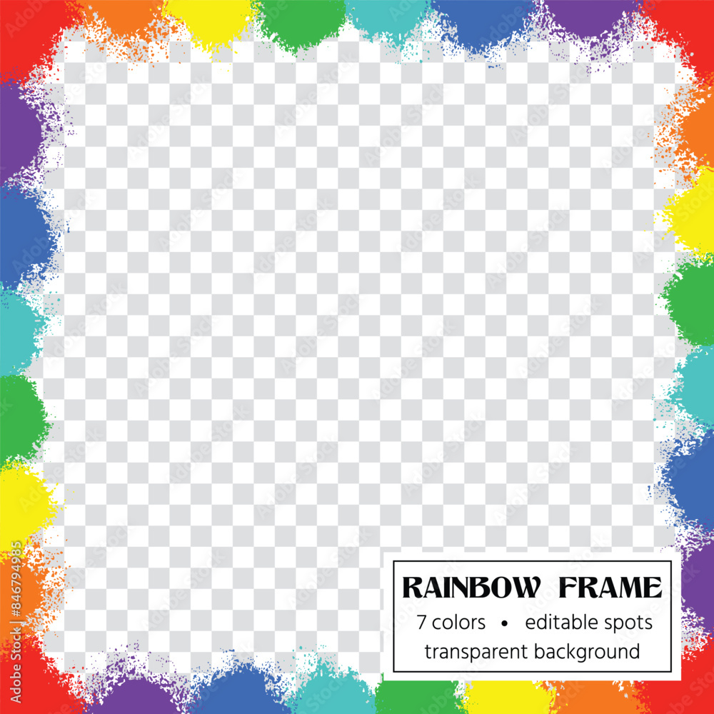 Hand drawn powder explosion rainbow frame on transparent background Hand drawn powder explosion rainbow frame on transparent background