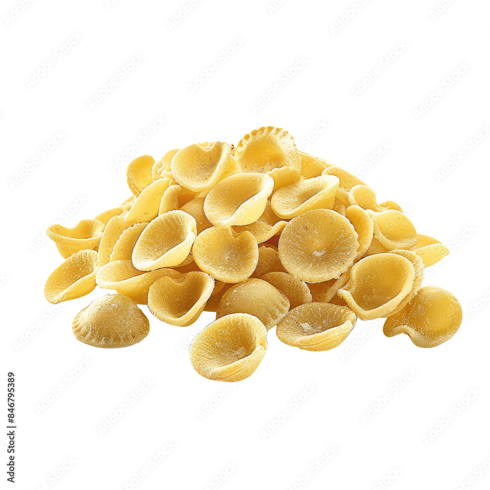 A pile of dried orecchiette pasta on transparent background A pile of dried orecchiette pasta on transparent background