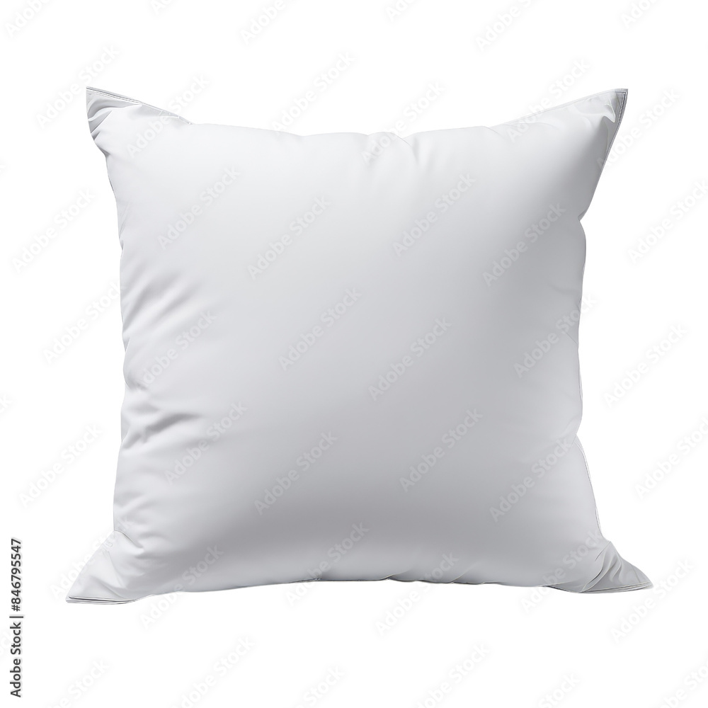 A soft, white, square pillow isolated on a transparent background. A soft, white, square pillow isolated on a transparent background.