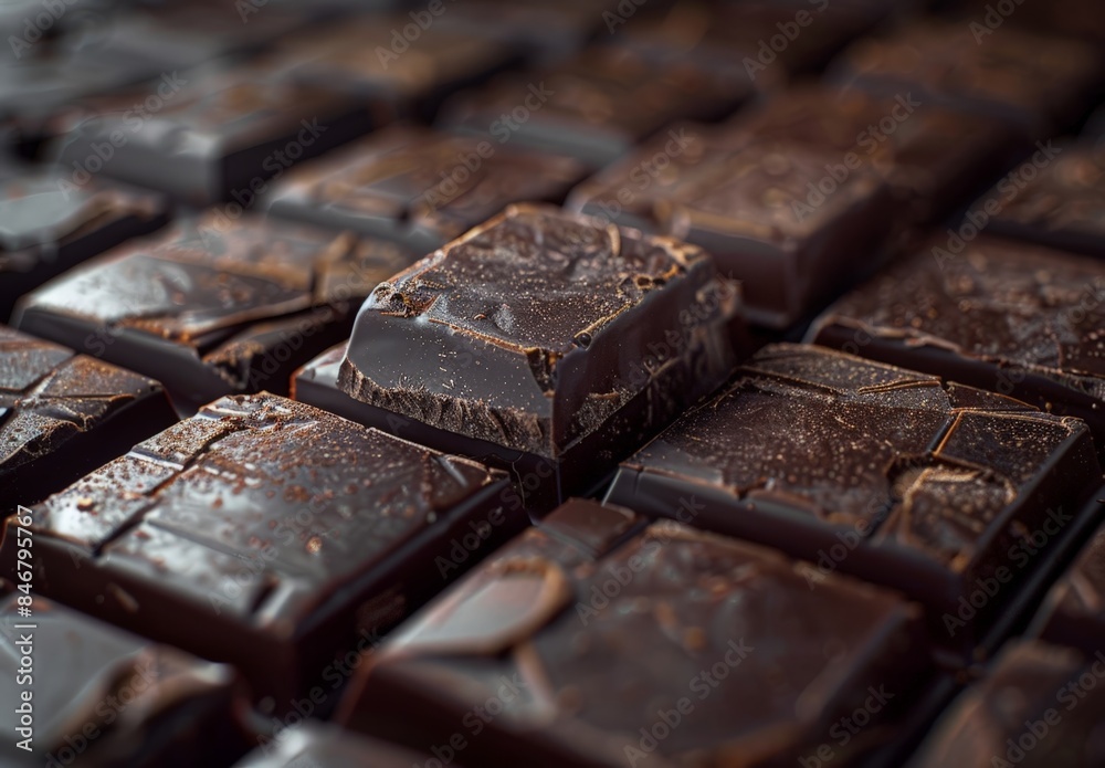 A close up of a chocolate bar showing the texture and design A close up of a chocolate bar showing the texture and design