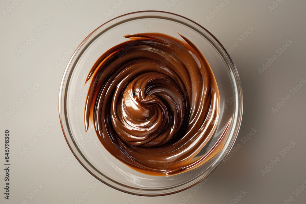 chocolate cream in a transparent glass bowl