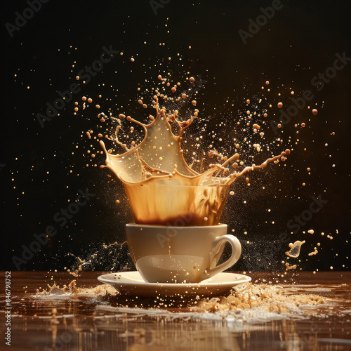 coffee splashing in a Cappuccino cup