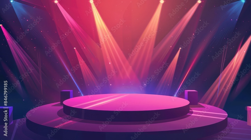 Theater stage background with floodlights and beams,The concert on ...