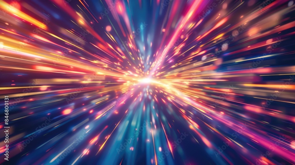 Abstract colorful light speed background with a blur effect and bright rays of the sun in the center Abstract colorful light speed background with a blur effect and bright rays of the sun in the center