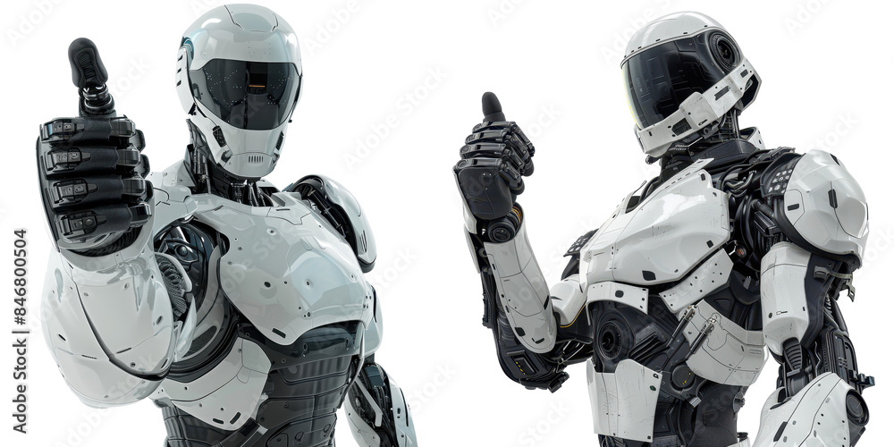 humanoid robot giving thumbs up isolated on a transparent background humanoid robot giving thumbs up isolated on a transparent background