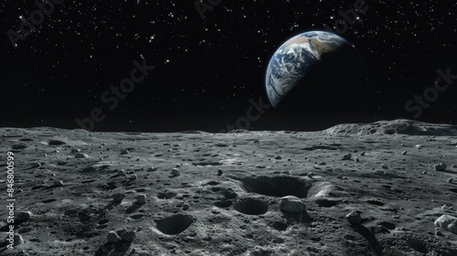 The Moon’s Surface and Earth photo