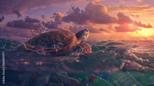 The Sea Turtle at Sunset photo