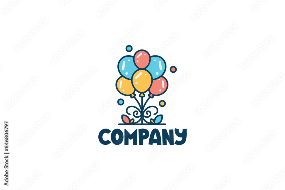 Logo design of a bunch of colorful balloons. Logo design of a bunch of colorful balloons.