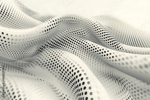 Abstract halftone white background wavy surface