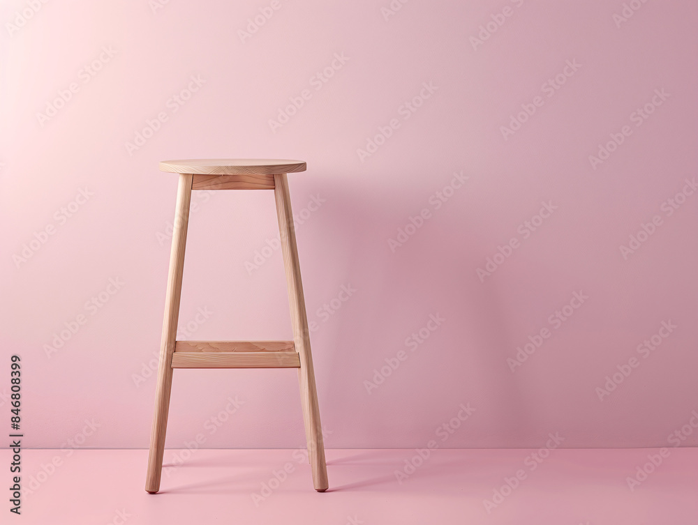 wooden bar stool isolated on pink background wooden bar stool isolated on pink background