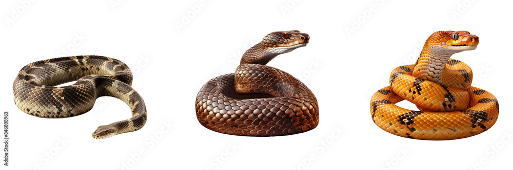 Fototapeta premium Realistic High Detail Snake on Transparent Background
