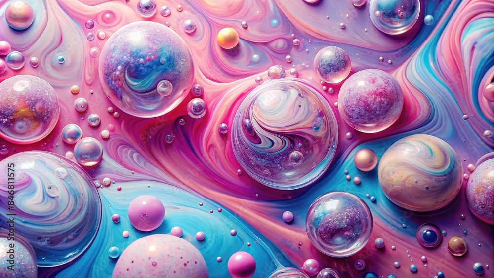 fluid art vertical background, kaleidoscope of neon bubbles, a concept for festive themes and creative design projects with colored flying bubbles