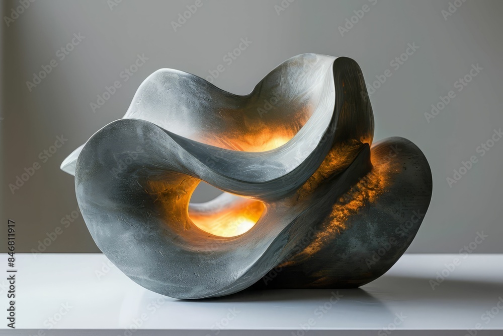 Abstract Stone Sculpture with Light. Abstract Stone Sculpture with Light.