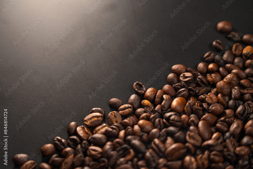 Roasted Coffee Beans on Dark Surface