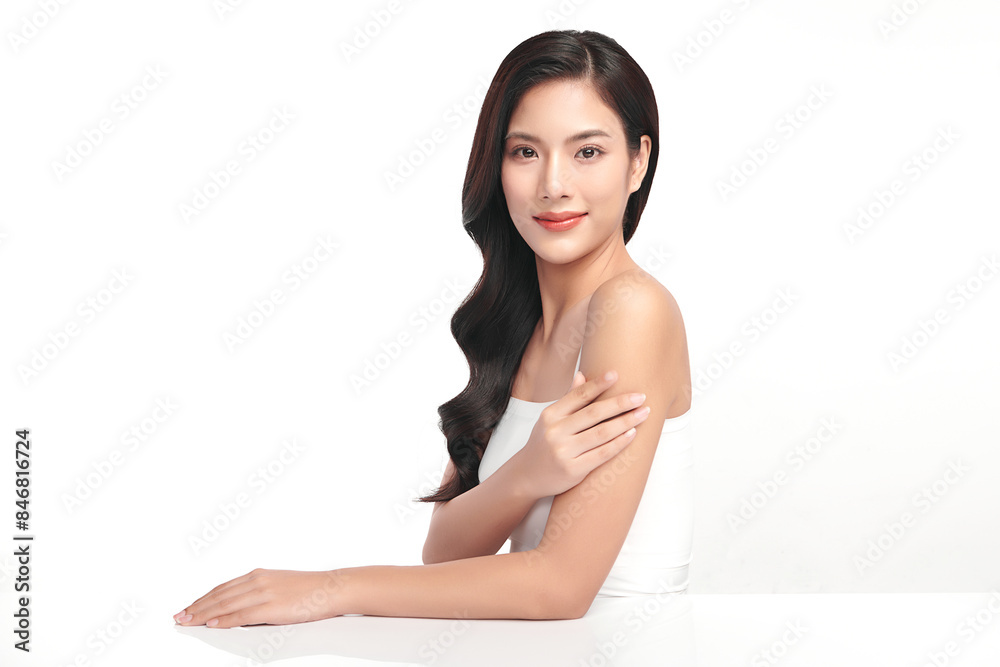 Beautiful young asian woman with clean fresh skin on white background, Face care, Facial treatment, Cosmetology, beauty and spa, Asian women portrait. Beautiful young asian woman with clean fresh skin on white background, Face care, Facial treatment, Cosmetology, beauty and spa, Asian women portrait.