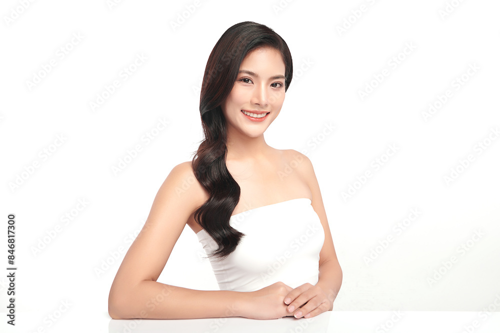 Beautiful young asian woman with clean fresh skin on white background, Face care, Facial treatment, Cosmetology, beauty and spa, Asian women portrait. Beautiful young asian woman with clean fresh skin on white background, Face care, Facial treatment, Cosmetology, beauty and spa, Asian women portrait.