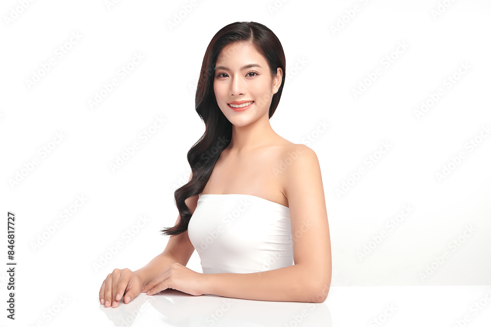 Beautiful young asian woman with clean fresh skin on white background, Face care, Facial treatment, Cosmetology, beauty and spa, Asian women portrait. Beautiful young asian woman with clean fresh skin on white background, Face care, Facial treatment, Cosmetology, beauty and spa, Asian women portrait.